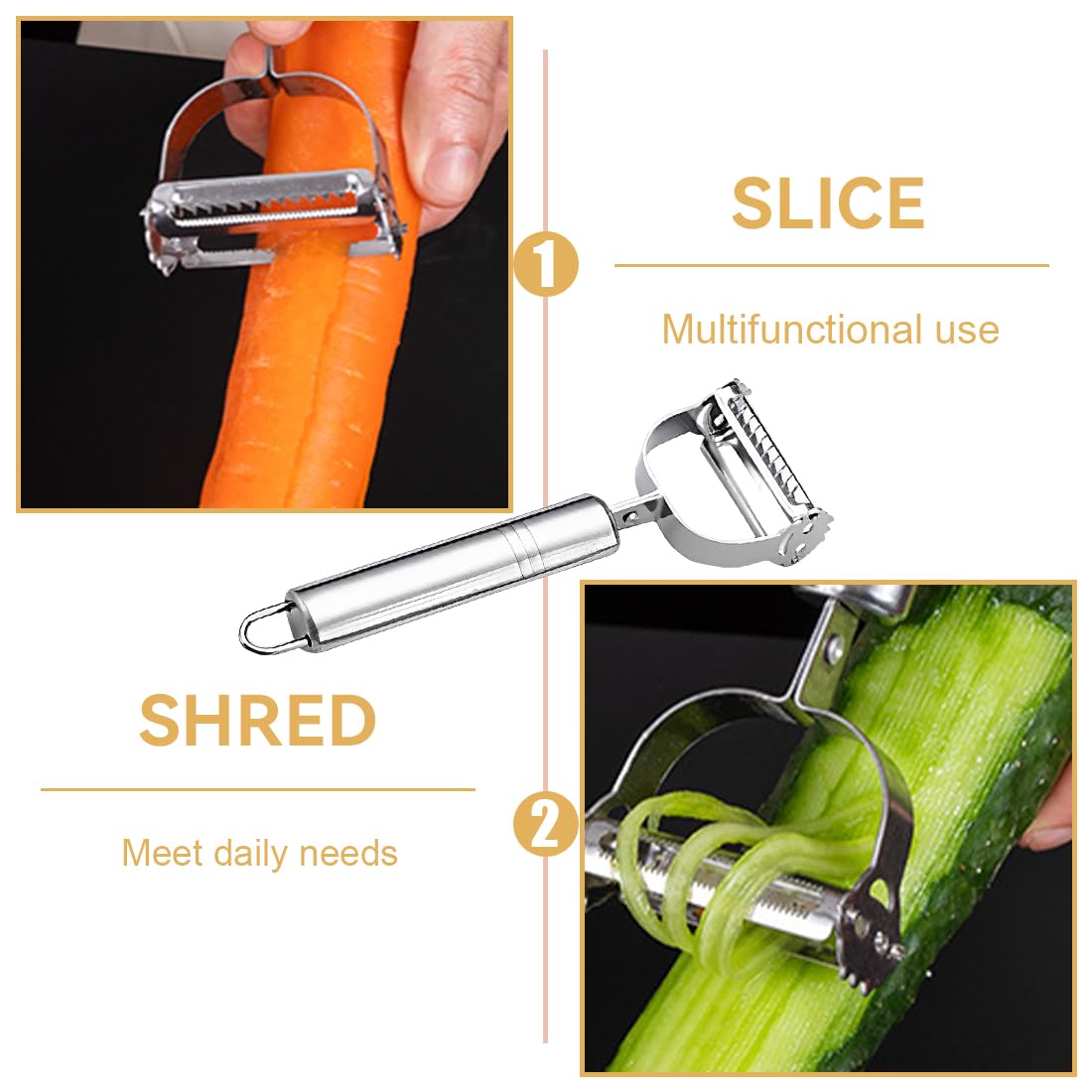 Presse-Purée Acier Inoxydable 2 En 1 + Éplucheur | Écrase Purée Professionnel Robuste | Idéal Pommes De Terre, Légumes, Bananes, Avocats