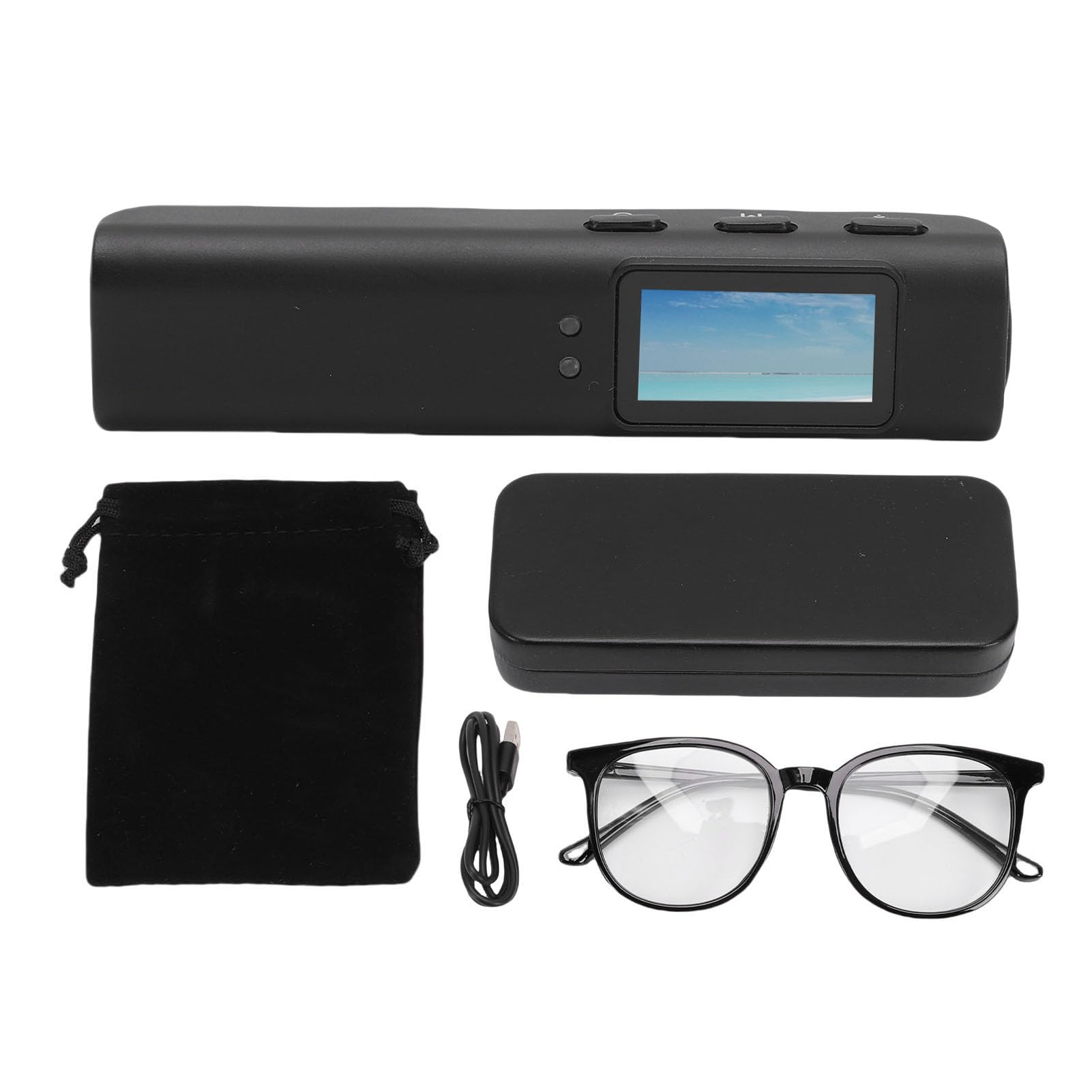 Tosuny Fotocamera Sportiva per Occhiali, Fotocamera FPV Grandangolare 2.7K HD 110° con Stabilizzazione a 2 Assi, Display da 0,96 Pollici, APP WiFi per Ciclismo, Escursionismo, (BLACK)