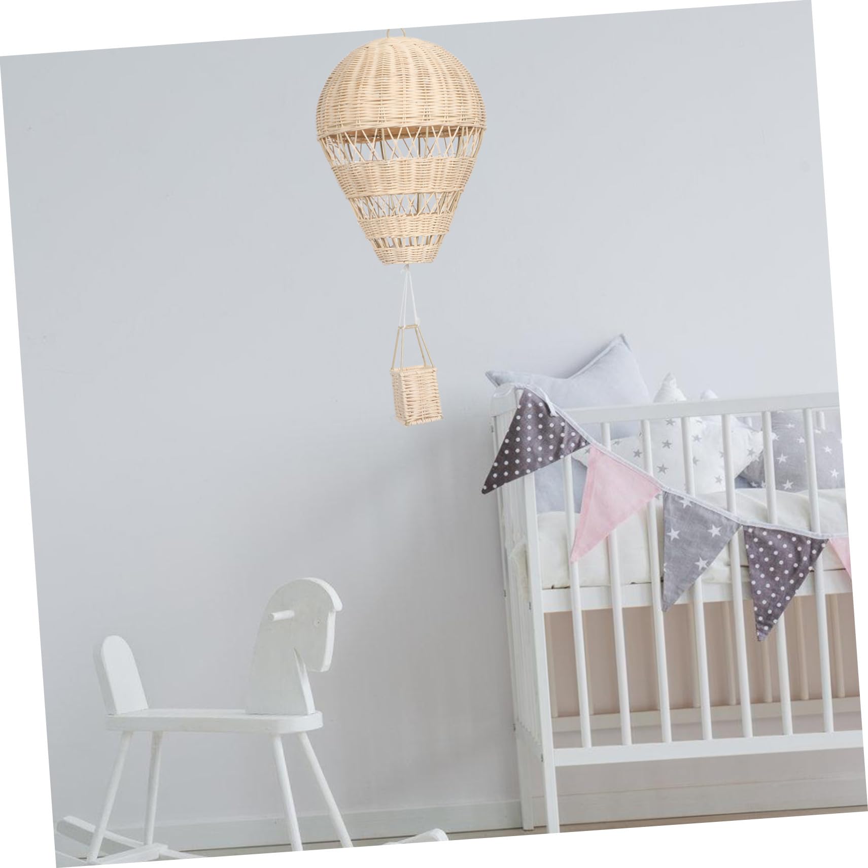 Uonlytech Geflochtener Heißluftballon Vielseitig Einsetzbar aus Natürlichem Rattan Hängende Dekoration mit Lichterkette Handgefertigt im Pastoralen Stil für Kinderzimmer