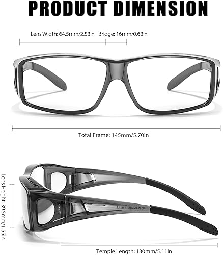 Miniatura 3 de LVIOE Se ajusta sobre gafas de bloqueo de luz azul y gafas de computadora, uso sobre gafas graduadas, anteojos de lectura, anteojos RX