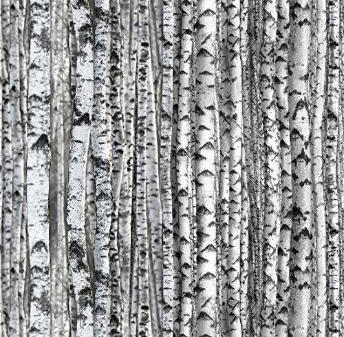 Tree Fabric Landscape Medley Birch Trees in Gray Premium Quality 100% Cotton Fabric by The Yard