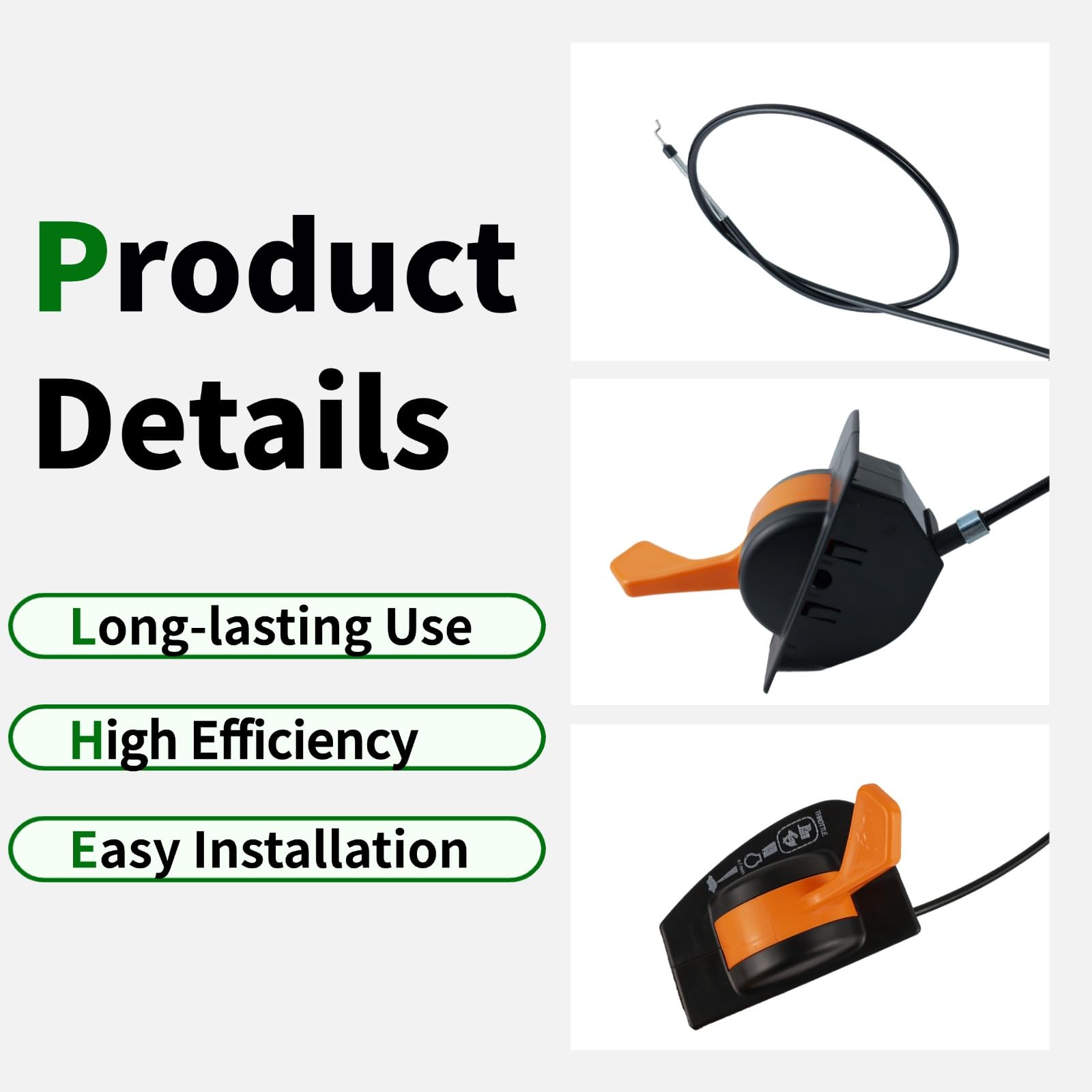 GY21984 - Cable de estrangulador del acelerador de repuesto para John Deere D125 D130 D140 D160 D170 LA155 X165 LA165 LA175, palanca de control del acelerador mejorada para tractor de césped