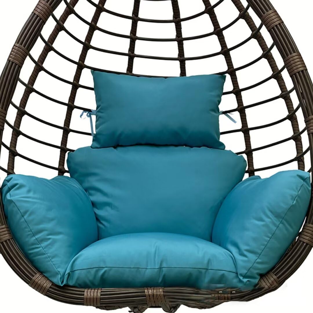 Cuscino per poltrona sospesa per esterni, impermeabile, cuscino per altalena sospesa in polyrattan/rattan, cestino per altalena, solo cuscino per altalena, blu pavone