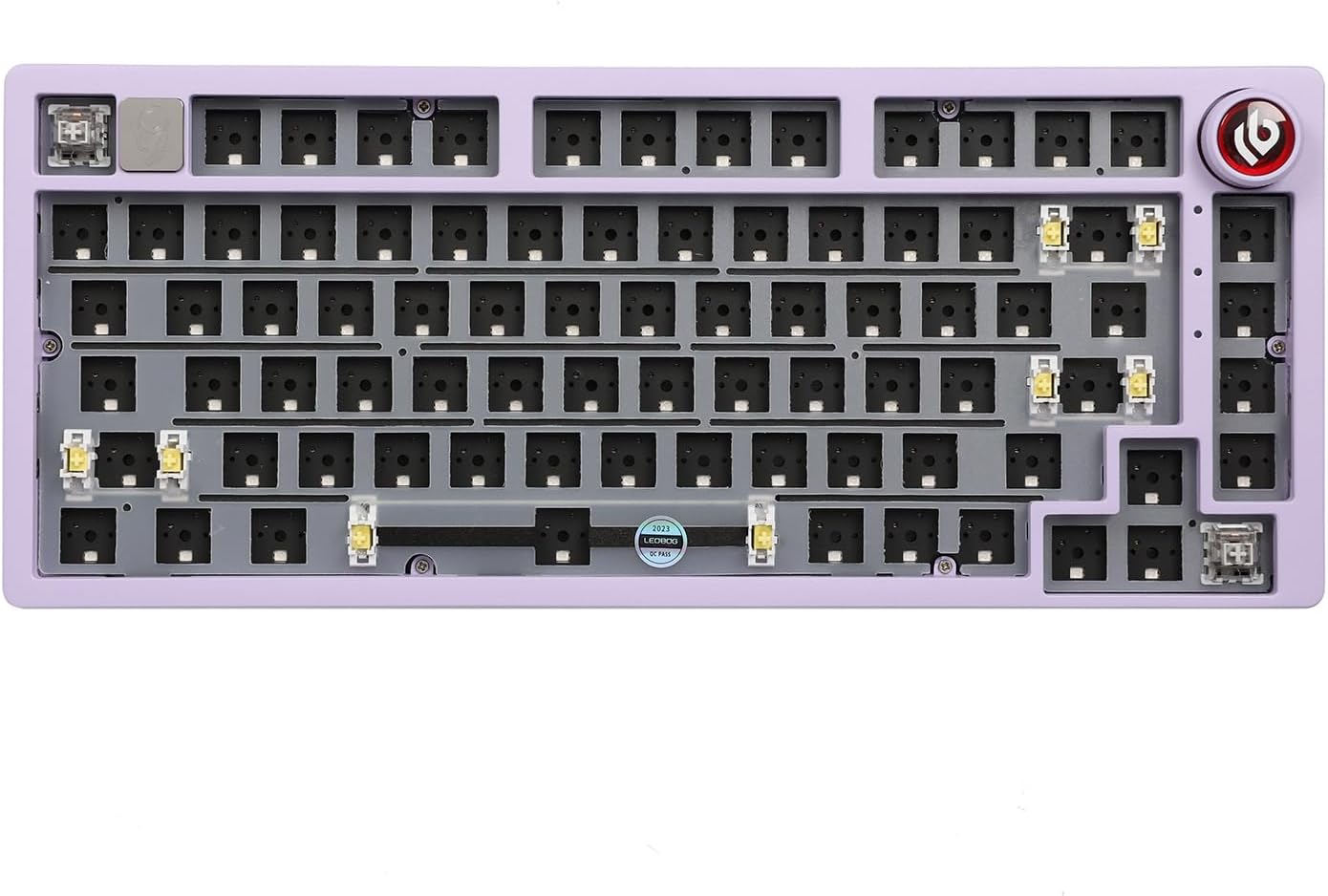 EPOMAKER x LEOBOG Hi75 Aluminum Alloy Wired Mechanical Keyboard Barebones Kit, Programmable Gasket-mounted Gaming Keyboard Kit, Hot Swappable, with Mode-Switching Knob, NKRO for Win/Mac (Purple)