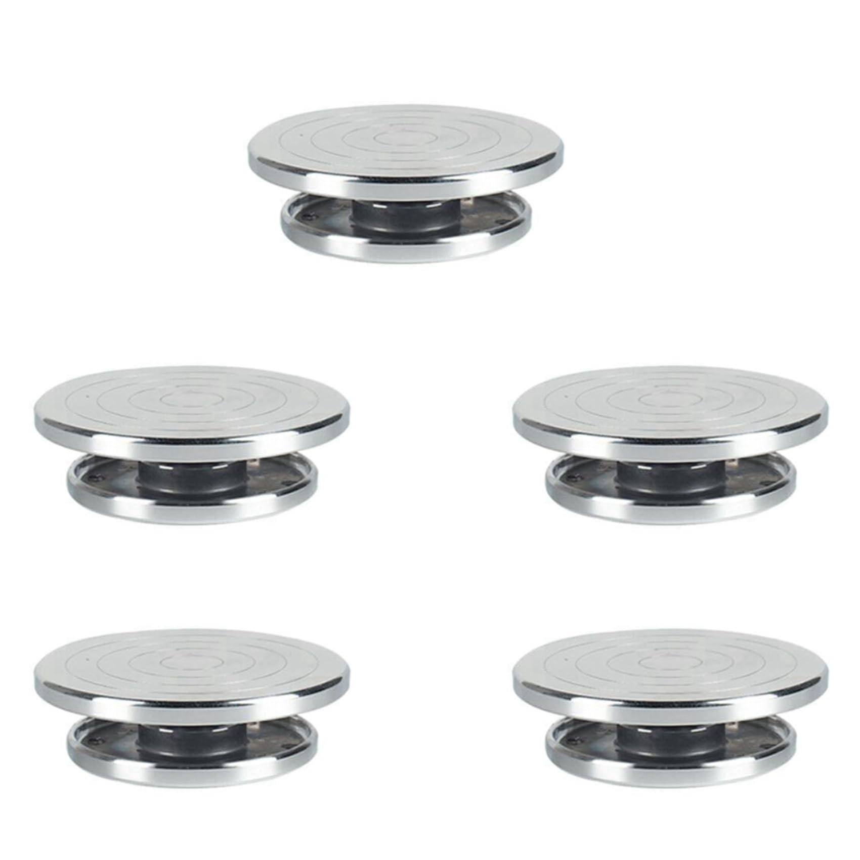 Jnchdghwa Silver 5Pcs 12/15Cm Double Face Use Aluminum Alloy Turntable For Ceramic Clay Sculpture Platform Pottery Wheel Rotating Tools