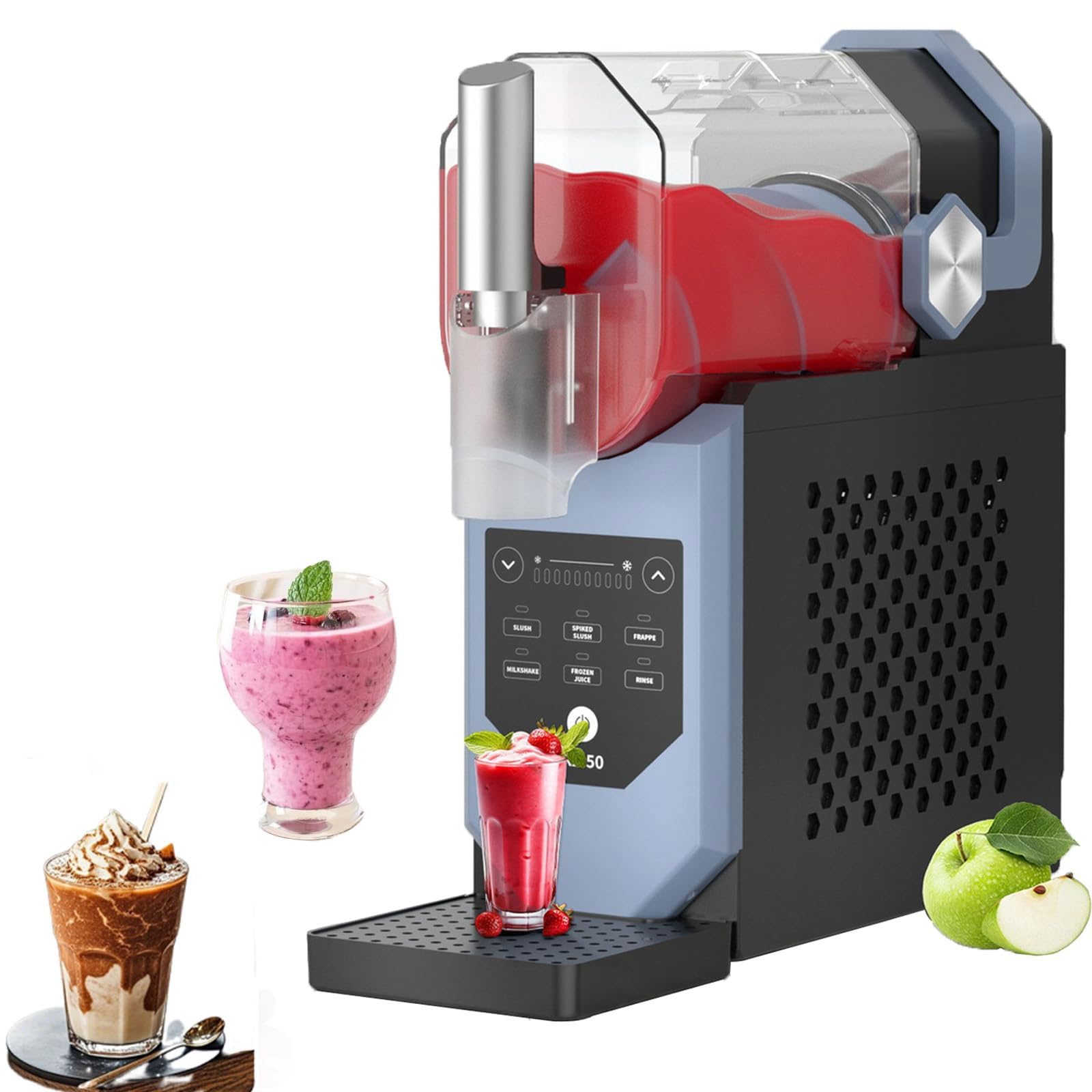 Máquina profesional de granizado con 5 programas preestablecidos, pantalla LED, función de autolimpieza, ideal para hacer bebidas congeladas y helados suaves en restaurantes, hogares, cafeterías y