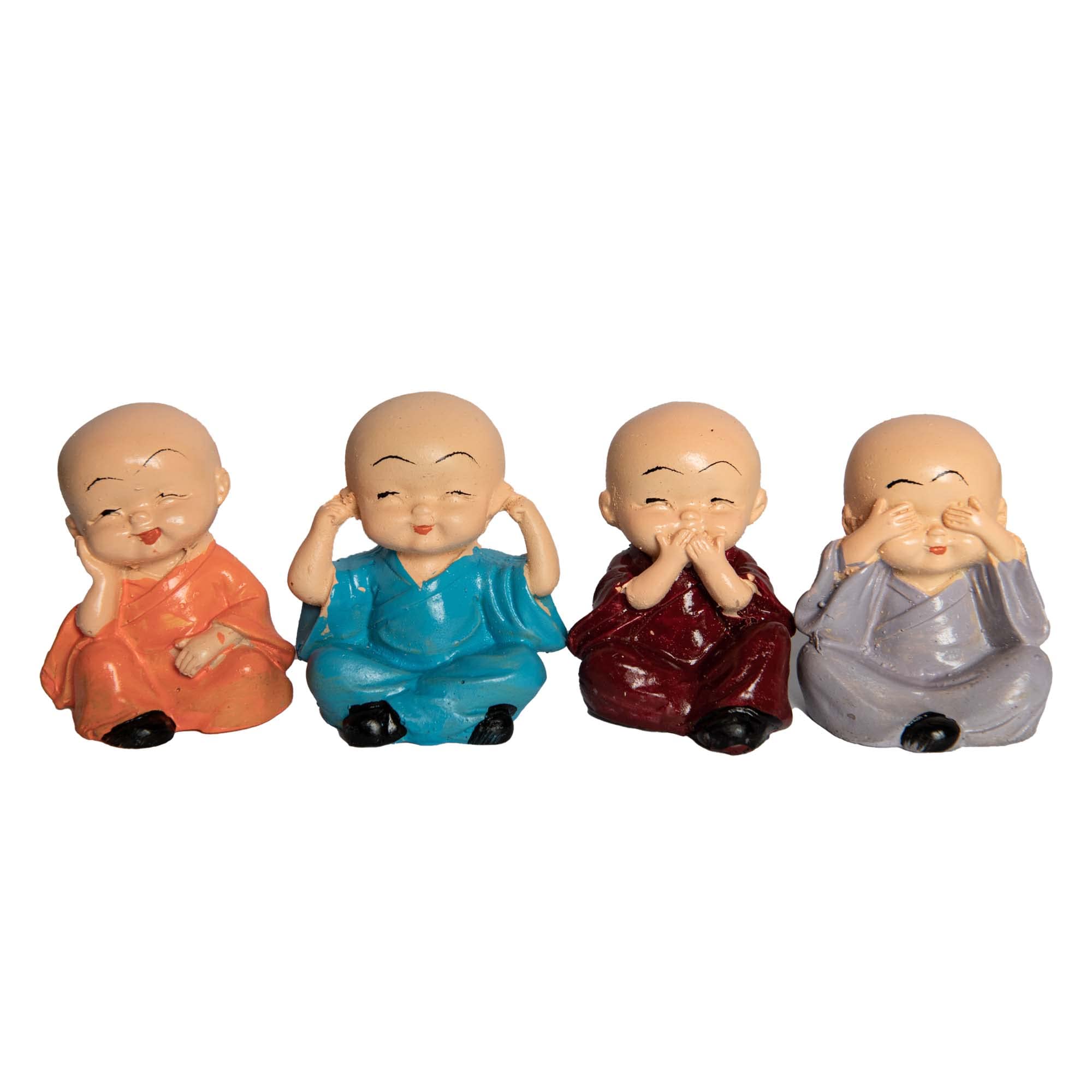 Wonder Care Living Room Decorative Items Cute Little Baby Monks showpiece/Miniature Decor Items/Showcase Items for Living Room (4 Monks Set)