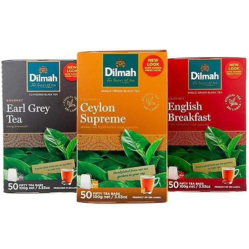 Dilmah Paquete variado de té negro de Ceilán gourmet - 150 bolsas de té - Tés negros robustos de origen único con color, fuerza y aroma