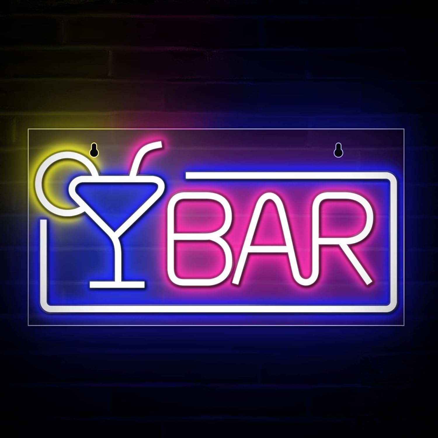 Bar Neon Sign - Premium Acrylic Cocktail Glass & Bar Led Signs(Blue) 16.5 x 8.7