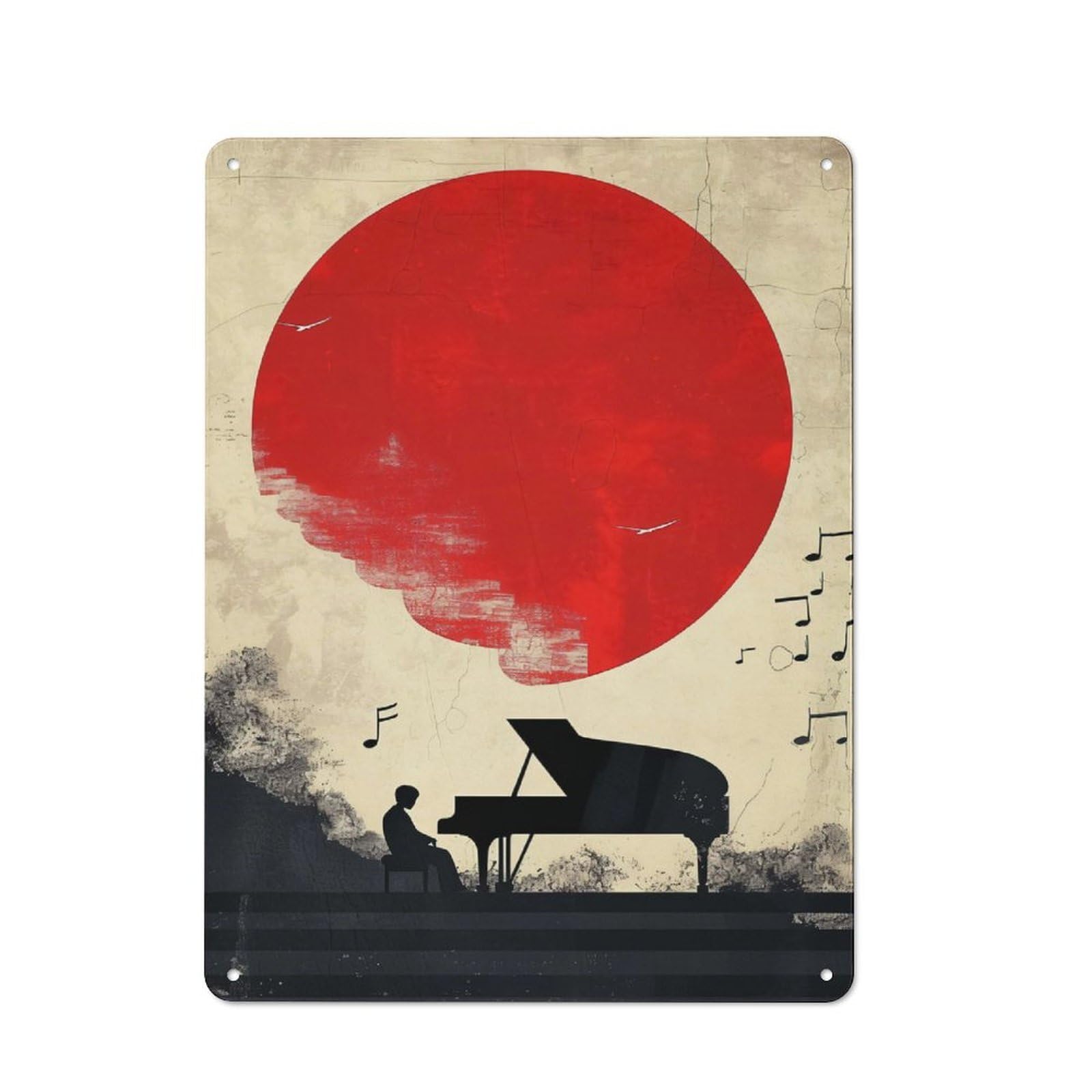 Metal Sign 40x30cm with Piano for Garage Wall, Vintage Decor, Winter Wall Decor for People Furnishing A Garage