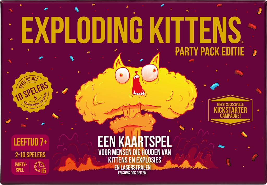 Exploding Kittens | Exploding Kittens Party Pack | Card Game | 7+ | 2-10 spelers | 15 minute | NL