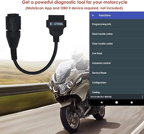 Miniatura 4 de Adaptador de diagnóstico OBD2 compatible con motocicletas BMW Año 1996 a 2016 Ronda 10 Pin Conector a 16 Pin OBD II Cable hembra 1 pie