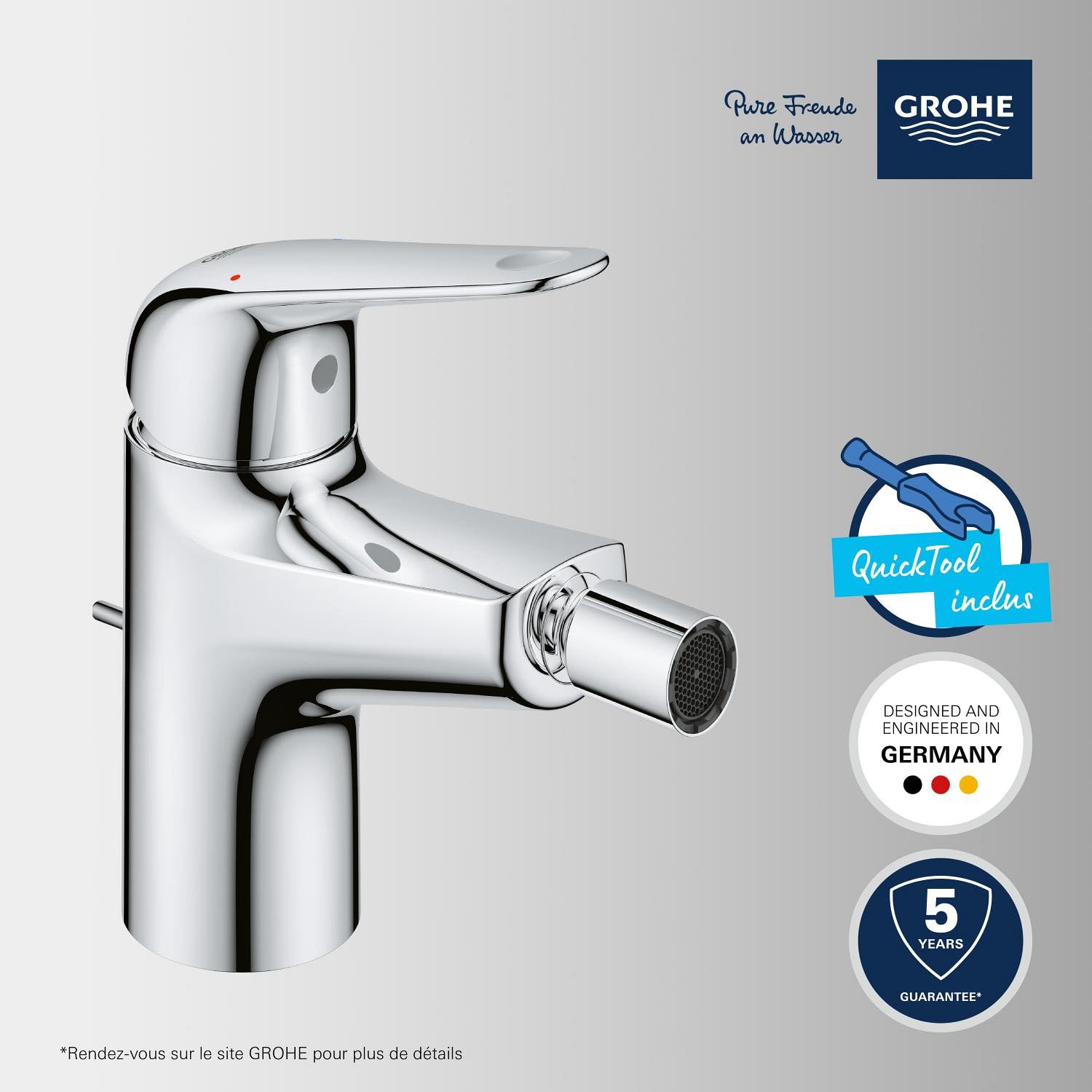 GROHE Swift Mitigeur Monocommande Bidet, Economie d'Eau, Installation Facile, Chromé, 24332001