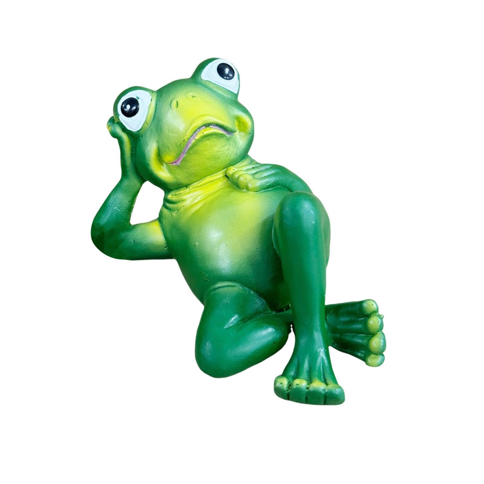 Quxvuis Resin Frog Statue Landscape Decor Premium Resin Cartoon Frog Ornament Leisure Figurine Balcony Micros Landscape Etc. Statue Tabletop Ornament Indoor