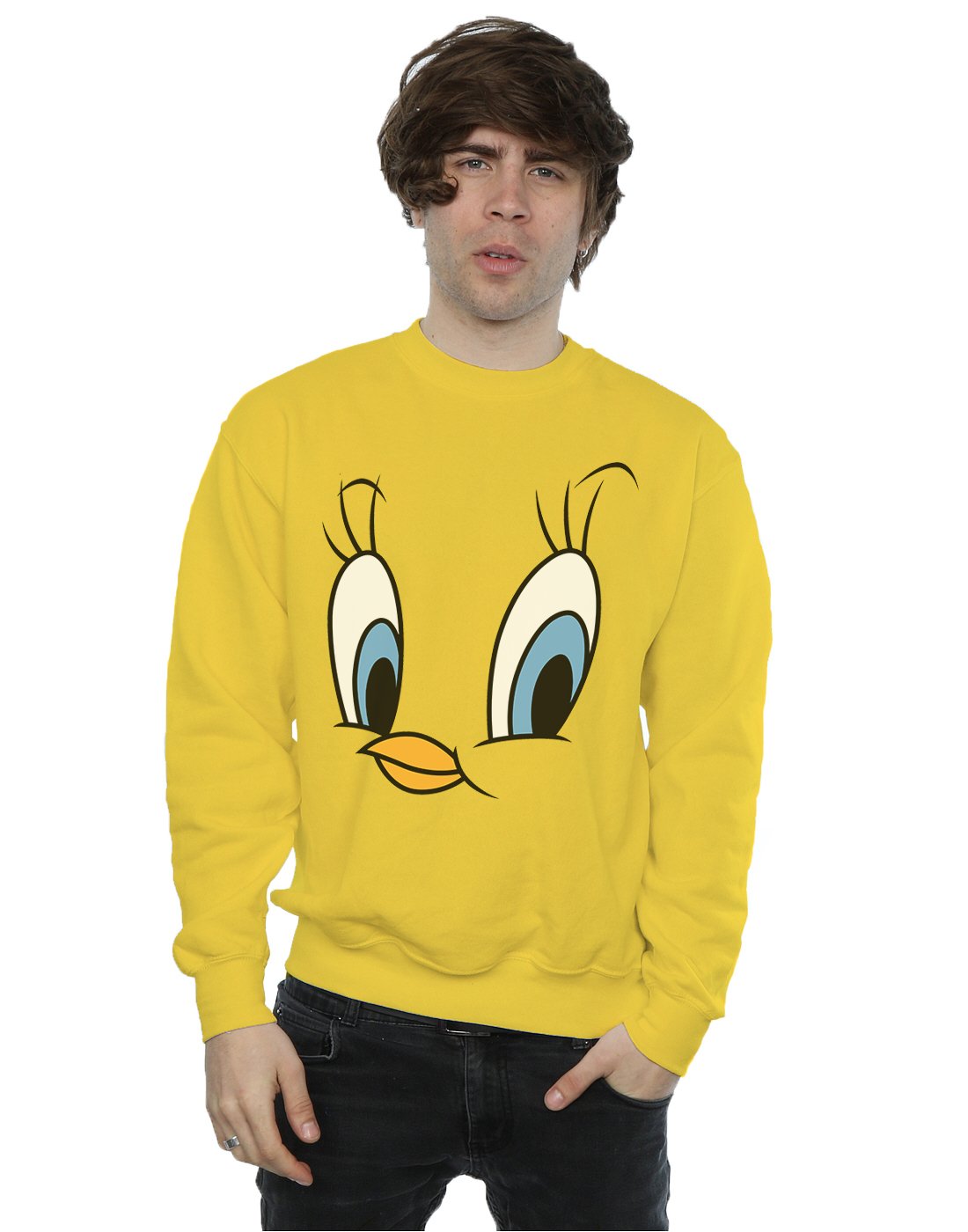 Looney Tunes Men's Sunflower Tweety Pie Face Sweatshirt XX-Large