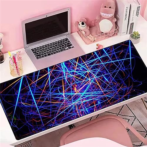 Alfombrilla de Ratón Grande XXL 1200x600x2mm Gaming Mouse Pad Línea De Color Láser Alfombrilla Escritorio con Bordes Cosidos Textured Superficie Lavable Velocidad para PC, portátil