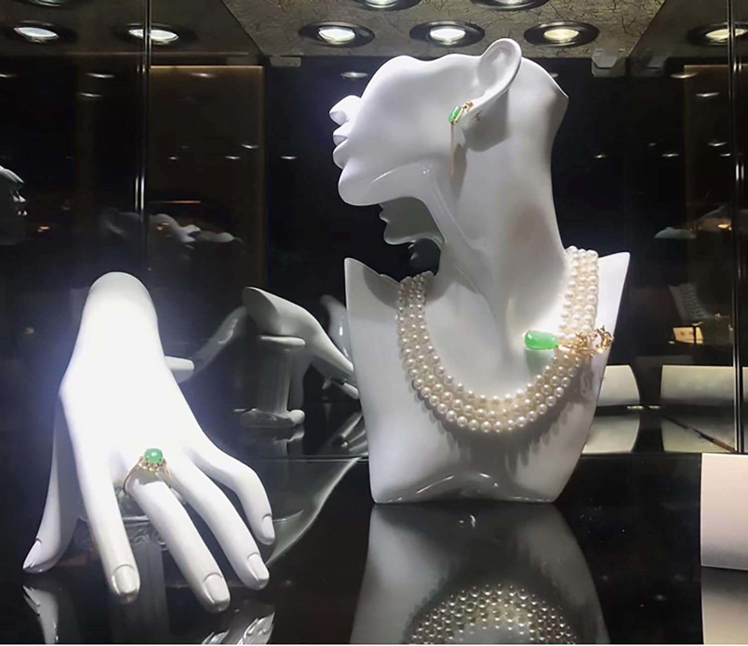 2 Pack Jewelry Mannequin Display Set Necklace Earring Display Stand Jewelry Bust Hand Model Organizer for Show Selling (White)