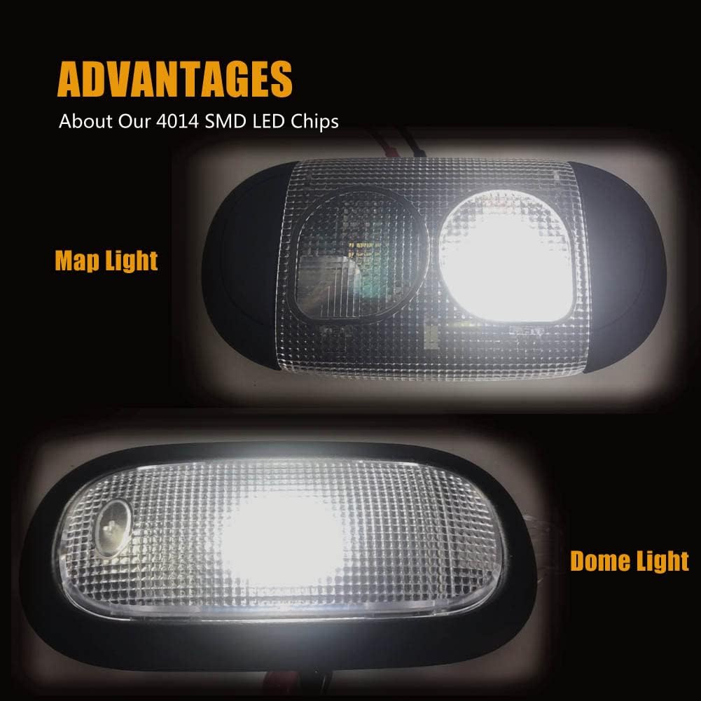 LED Interior Lights Kit Package for Jeep Wrangler Map Dome Bulb | Super Bright Deluxe 6000K White for 2007 2008 2009 2010 2011 2012 2013 2014 2015 2016 2017 2018 Models JK 2-Door 4-Door