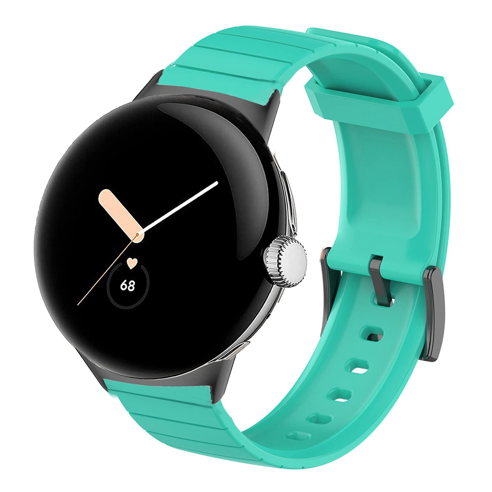 Lamshaw Compatible for Google Pixel Watch Band, Silicone Replacement Soft Band Wristbands Straps with Stainless Steel Buckle for Google Pixel Watch (Green)