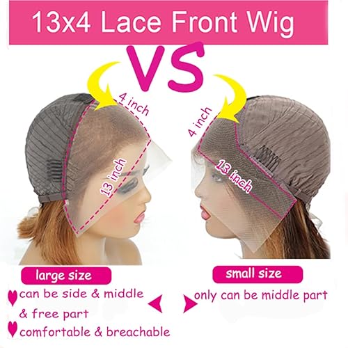 Miniatura 5 de Peluca Bob de cabello humano lacio marrón chocolate con encaje frontal de 13 x 4, pelucas de cabello humano de 180 % de densidad, sin pegamento,