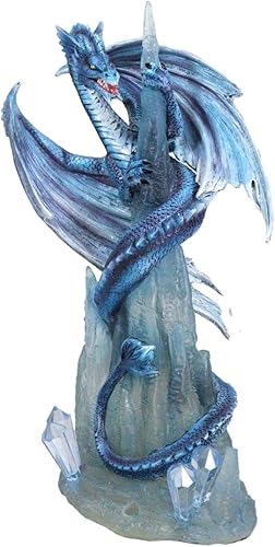Miniatura 2 de Ebros Gift Estalactita congelada dragón azul aferrado a la montaña de hielo puntiagudo acantilado figura 10" H Calabozos y dragones estatua de