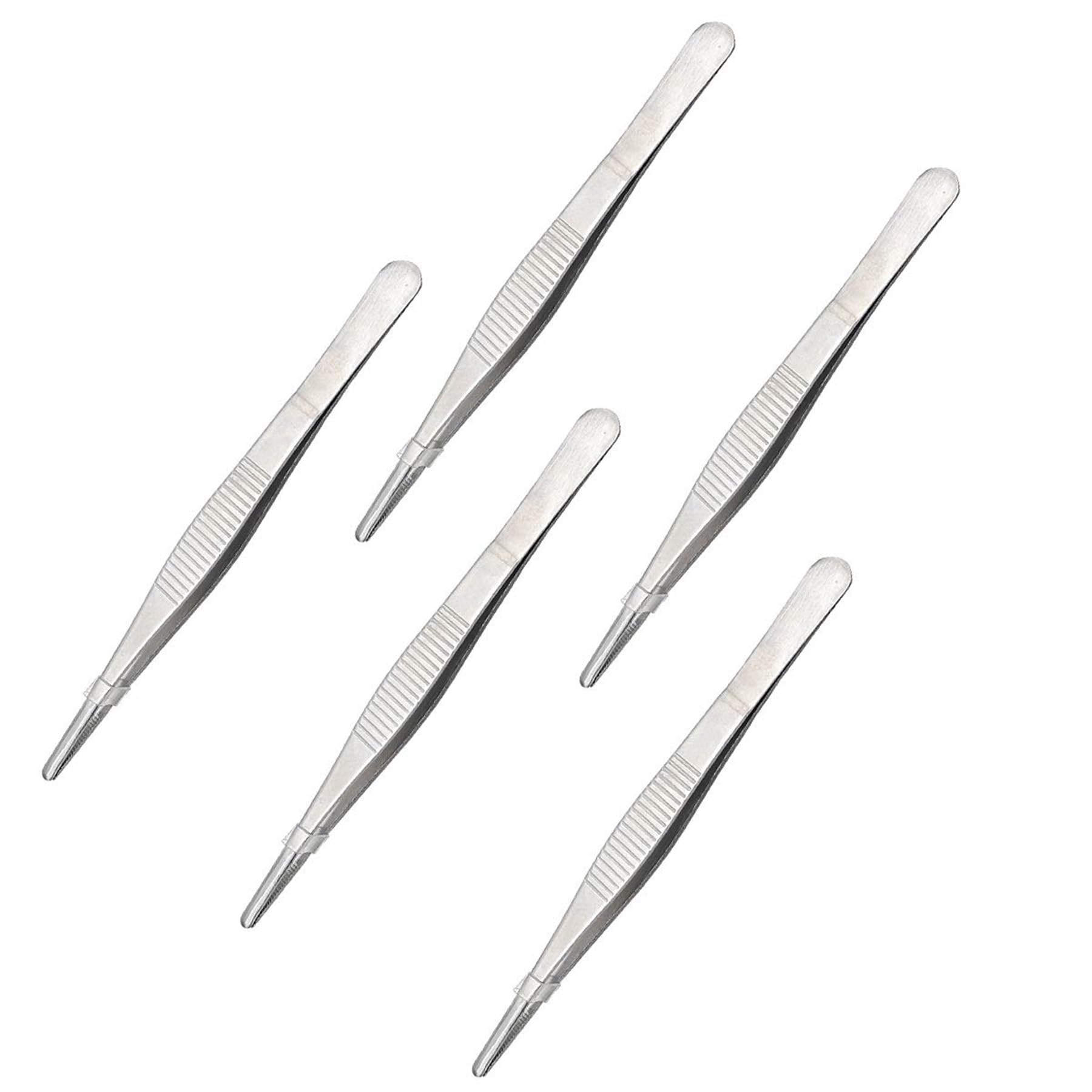 5 pinzas de acero inoxidable, pinzas de primeros auxilios, pinzas dentadas