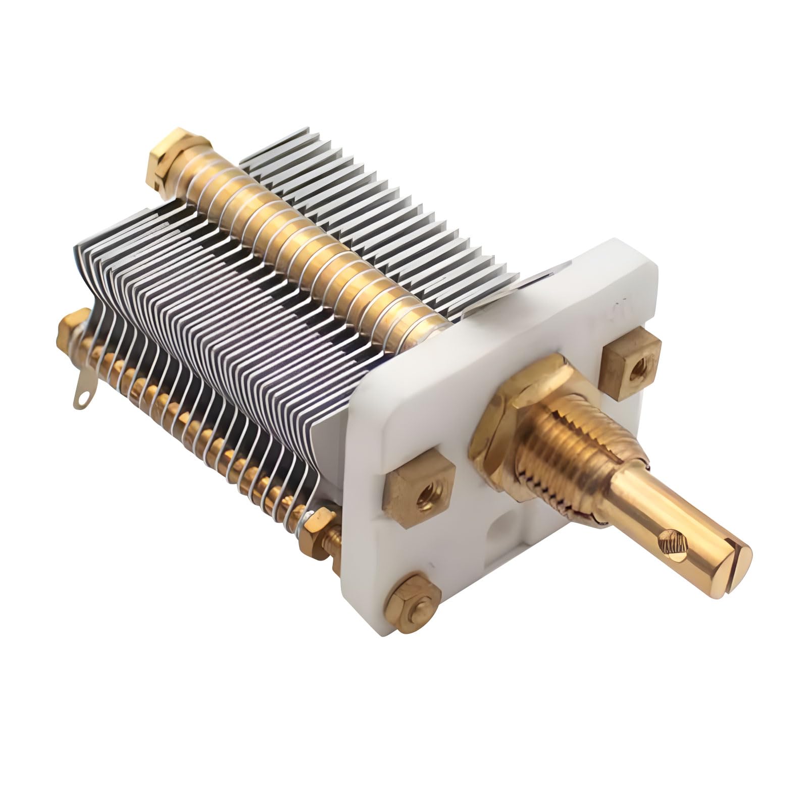 Condensador variable de aire potencial, plan monobloque de cerámica, baja pérdida de no conductor, alta consulta para aplicaciones en radios de radio y generadores de indicación, cerámica bronce