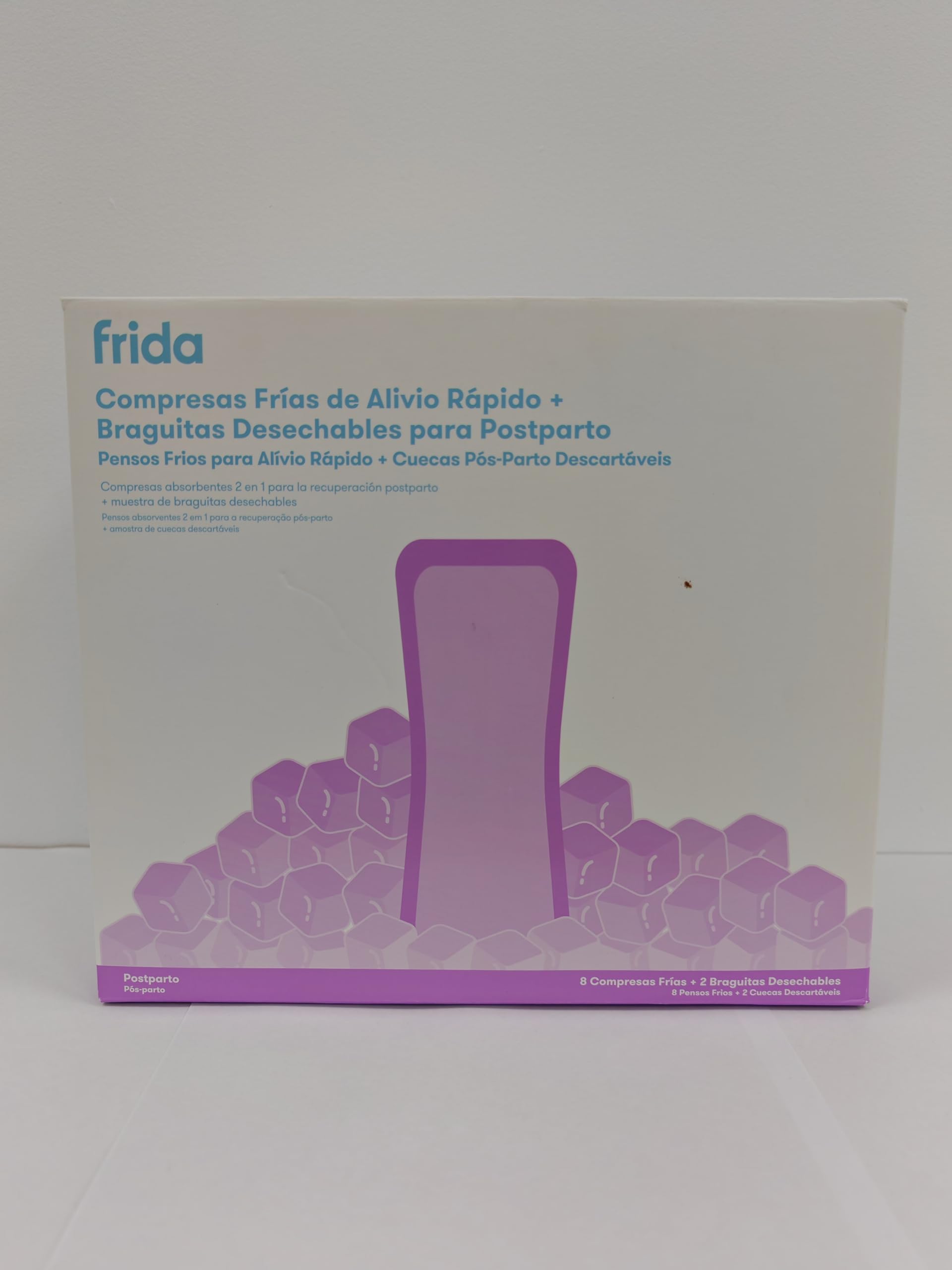 Frida Mom Compresas Posparto Frías, Alta Absorción, Terapia de Frío Instantáneo, Adhesivas, Zona Perineal, Pack de 8 Unidades