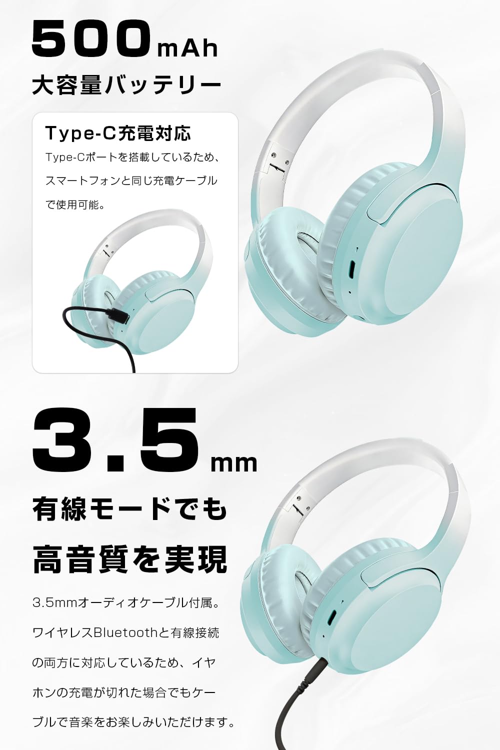 Amazon.co.jp: Bluetooth 6.1 ヘッドホン オーバーイヤー 密閉型 有線