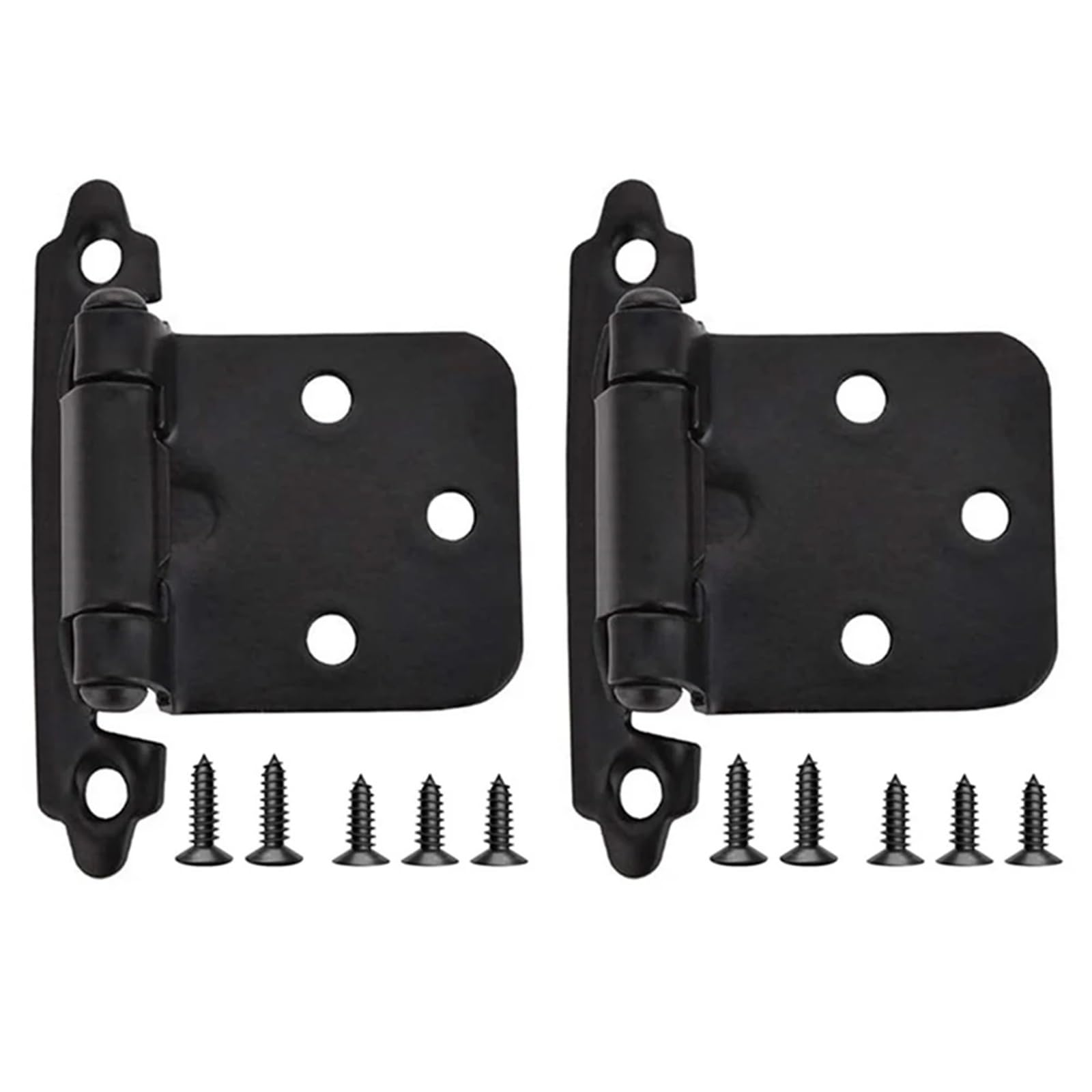 Closing Spring Hinge with Screws Overlay Cabinet Door Flush Hinges 2Pcs(Black)