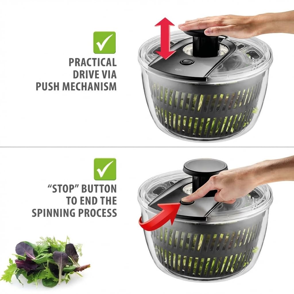 GEFU Centrifuga per insalata rotante, 5 l, con meccanismo push