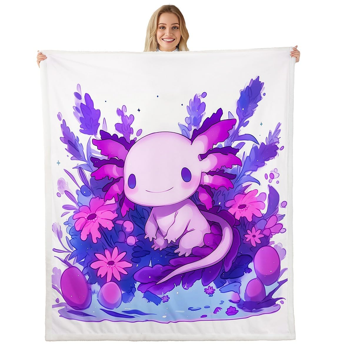 Manta axolotl para tardes de sofa y lectura infantil en invierno