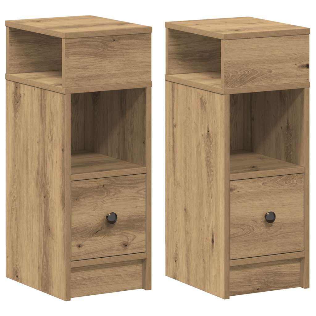Vidaxl (Artisan Oak, 2 Pcs) Bedside Cabinets With Drawer Nightstand Bed Side Table Side Cabinet