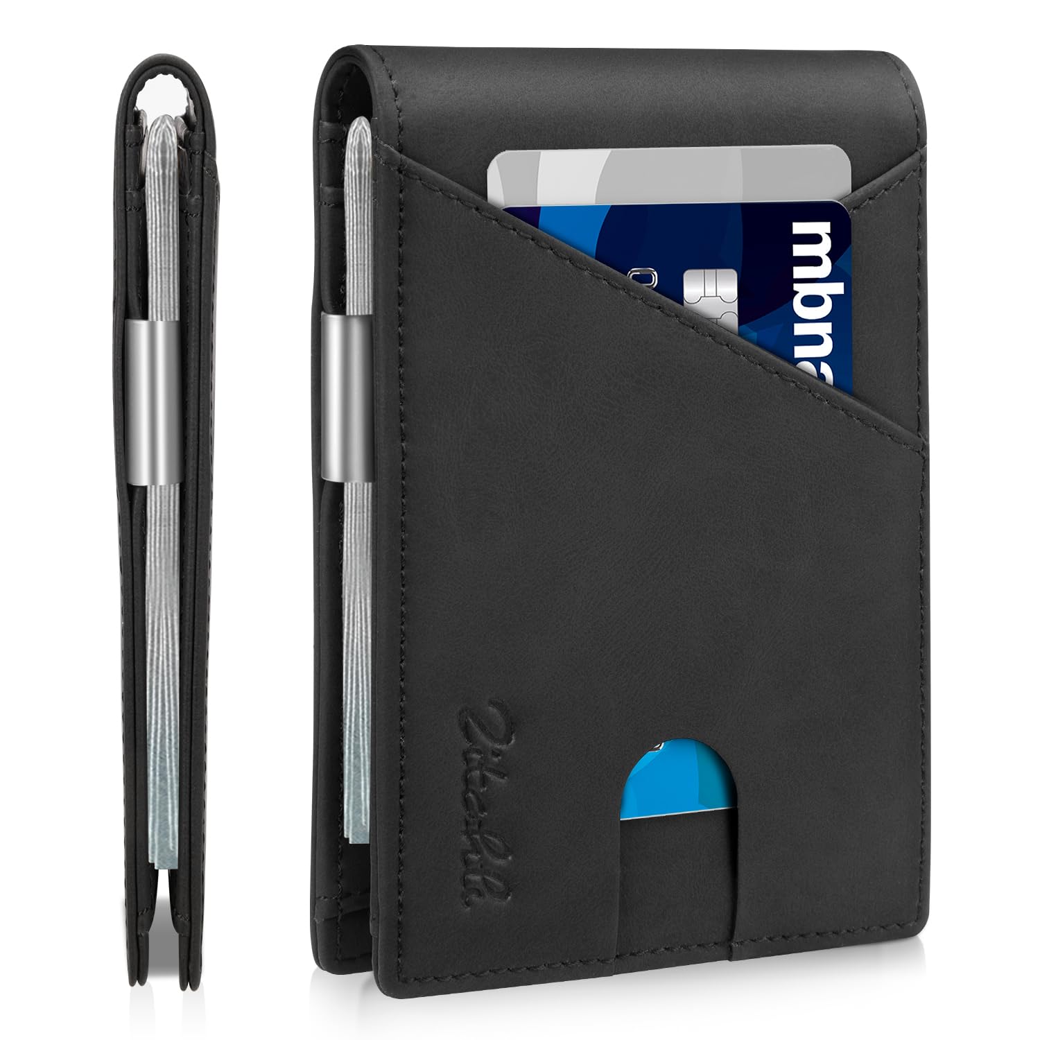 Zitahli Wallet for Men - with Money Clip Slim Leather Slots Credit Card Holder RFID Blocking Bifold Minimalist Wallets with Gift Box