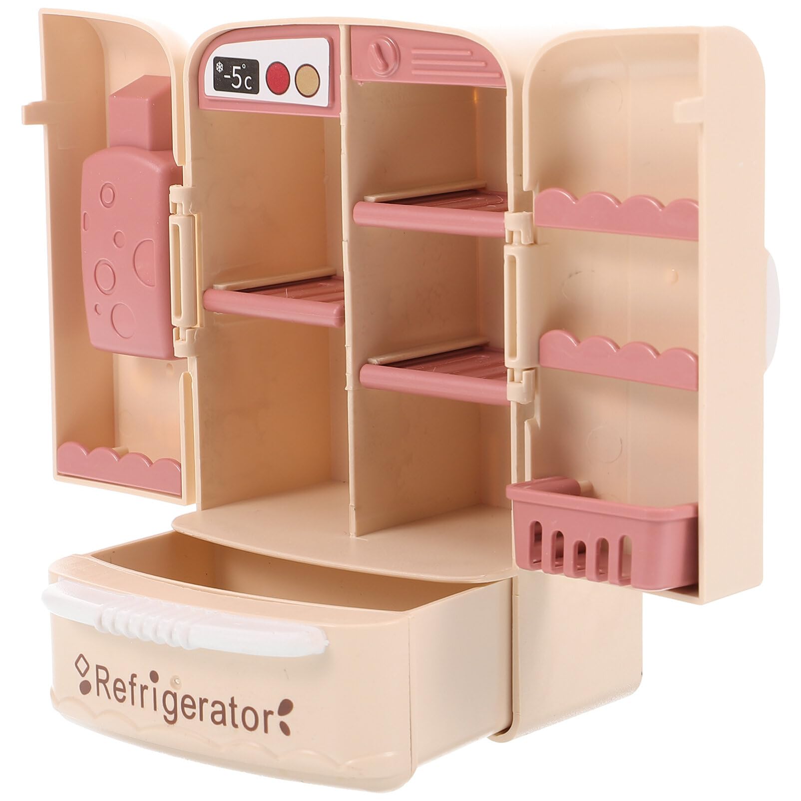Totority Double Door Refrigerator Mini Toy Tiny Mini Fridge Miniatures Mini Dollhouse Furniture Kitchen Furniture Miniature Dollhouse Kitchen Furniture Mini House Fridge Doll Furniture Abs