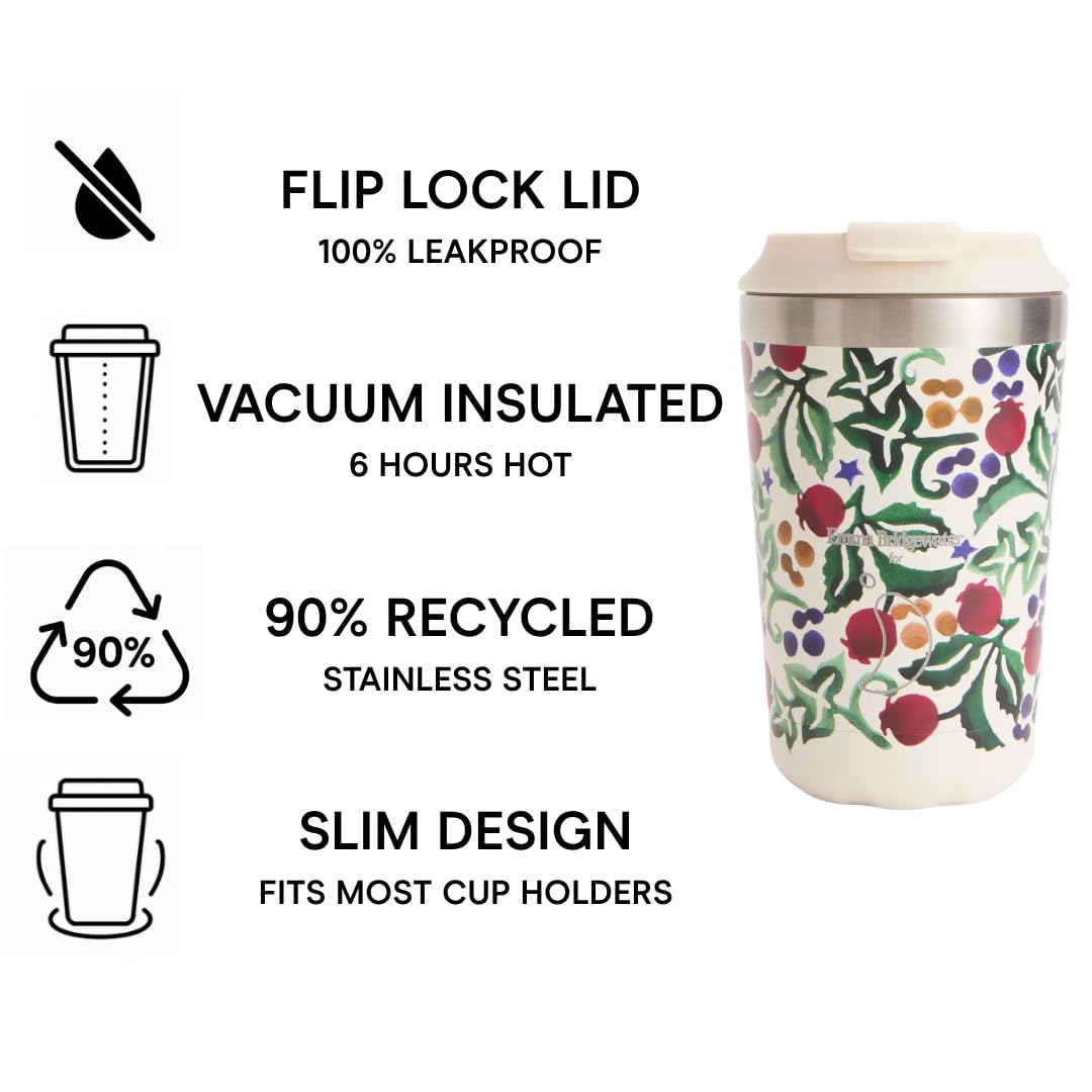 Chilly's Original Kaffeebecher - Reise-Thermo-Tasse für kalte und heiße Getränke - Mehrwegbecher mit Deckel - Doppelwandig und Vakuumisoliert - Edelstahl - 340ml - Rosehip and Ivy