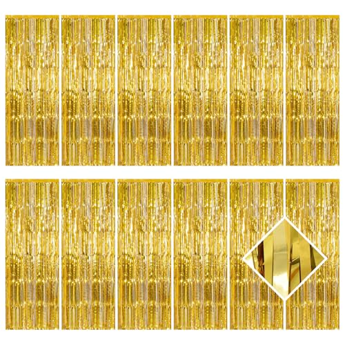 Rideaux de fond dorés à franges métalliques pour fête de Noël et fiançailles lot de 12