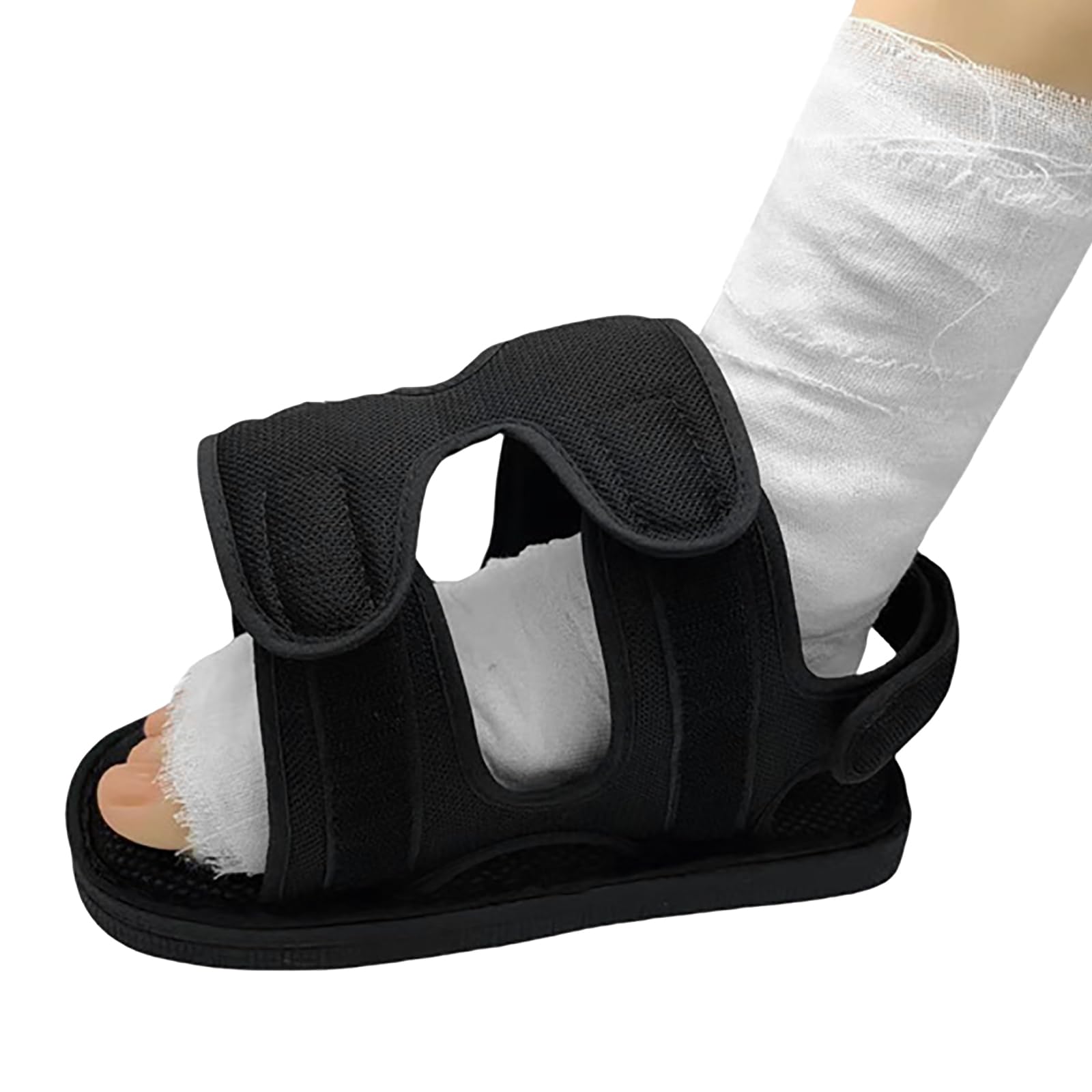 OhMill Chaussure de Plâtre Post-opératoire Réglable, Chaussure Bout Ouvert pour Pied Blessé, Protection pour Fracture du Pied, Pieds Gauche et Droit Universels pour Enfant Adulte