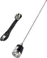 Vista 1 de HYS Antena NMO de doble banda, 144/430 Mhz UHF VHF 21 pulgadas Antena con 13.1 ft (13.1 pies) PL259 (UHF macho) RG58 Cable coaxial Soporte