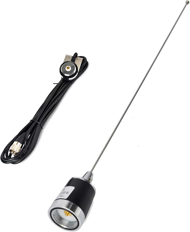 HYS Dual Band NMO Antenna, 144/430Mhz UHF VHF 21inches Antenna with 4meter(13.1ft) PL259(UHF Male) RG58 Coax Cable Bracket Mount for Yaesu Motorola ICOM Kenwood Truck Car Mobile Radio Transceiver