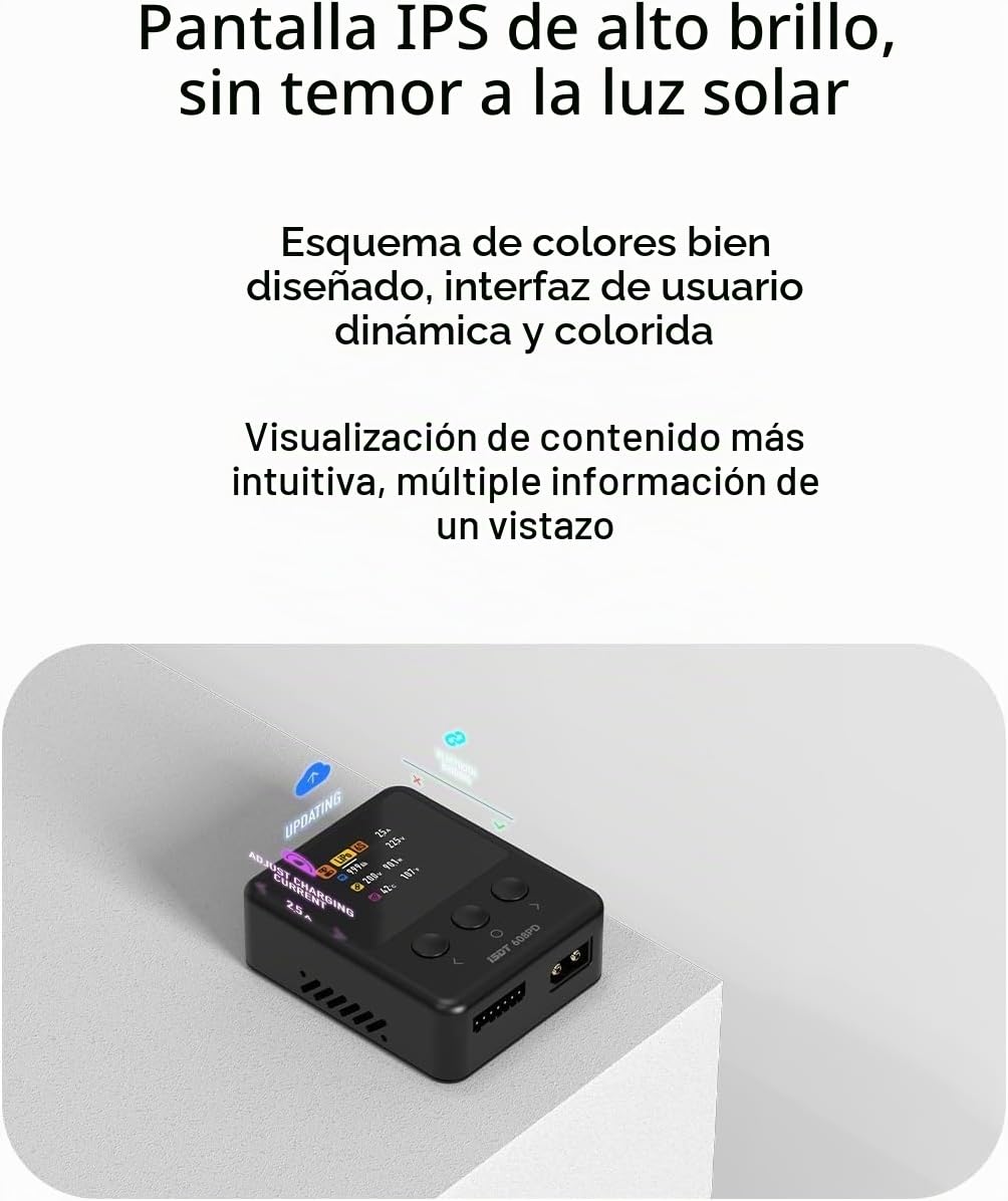 ISDT 608PD Cargador de Batería Lipo DC 6S/240W/10A USB C 100W/5A para Baterías RC Cargador de Equilibrio para Baterías Life/Lilon/LiPo/LiHV (1-6S), NiMH (1-16S), Pb (1-12S)