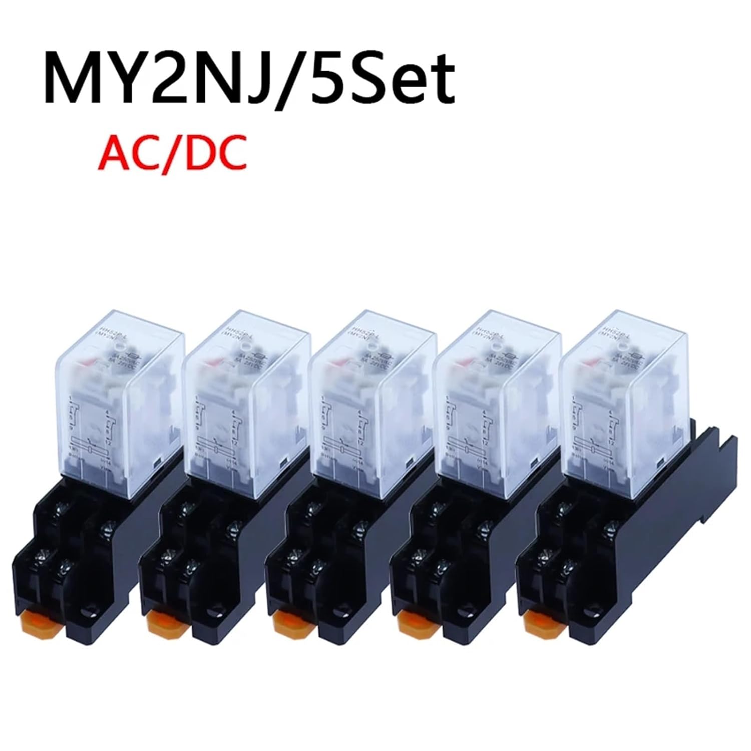 5Set MY2P HH52P MY2NJ Relay Coil DPDT Micro mini Relay with Socket Base Holder AC 12V 24V 36V 48V 110V DC 220V 380V(AC,48V)