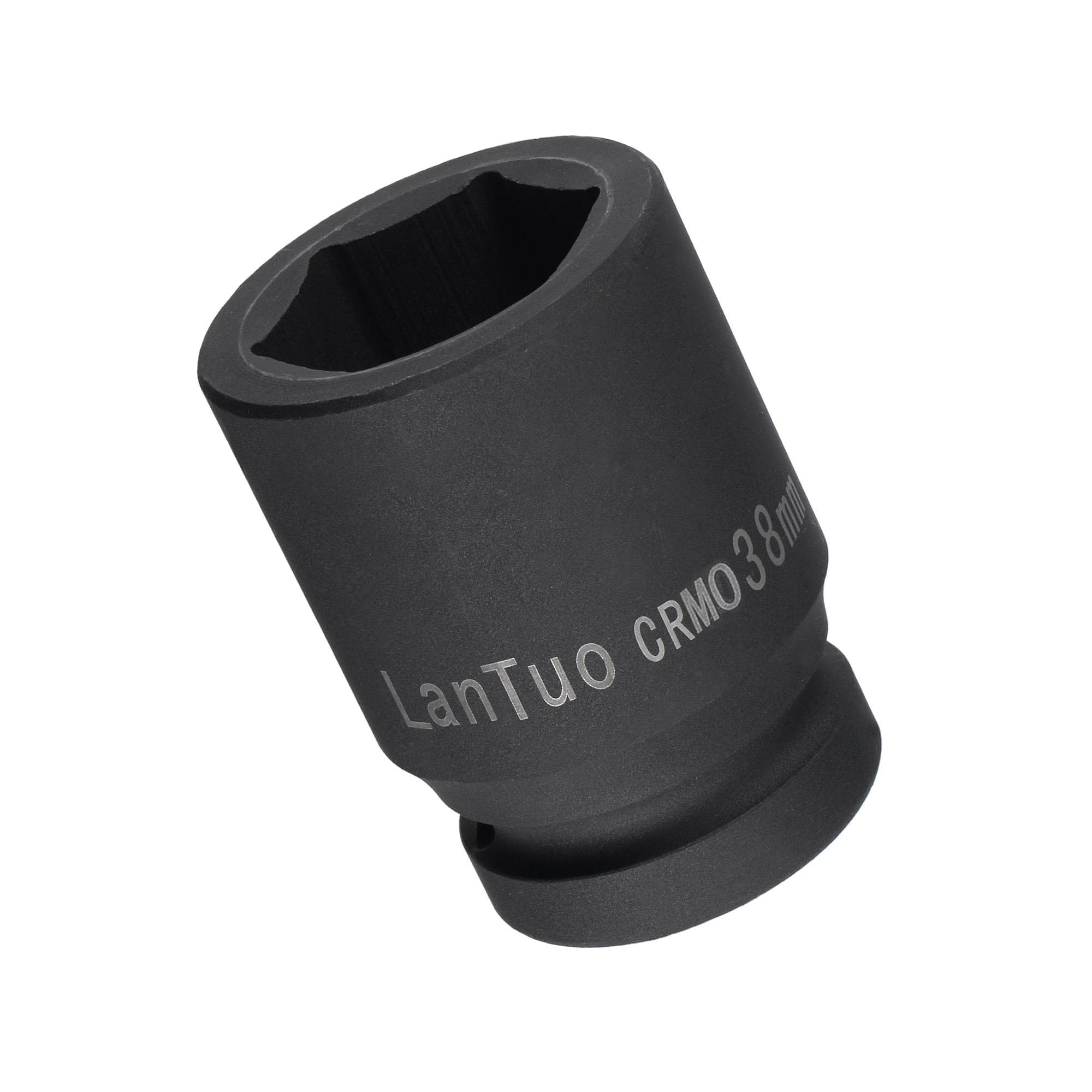 MACHSWON 1 Inch Drive - 38mm Deep Impact Socket with 6 Point Design, Heat-Treated Cr-V Steel 80mm Length, Metric Sizes