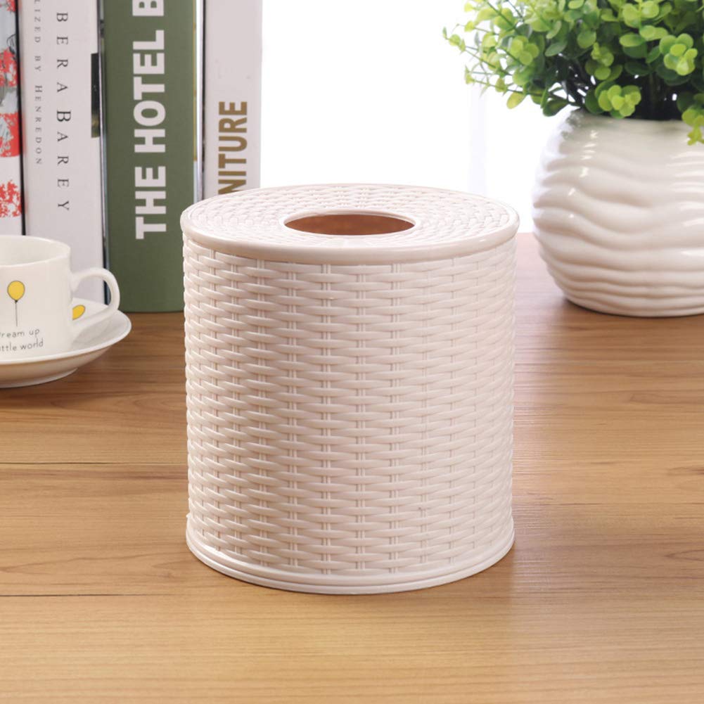 Taschentuchspender Runder Behälter Wohnzimmer Schlafzimmer Serviettenhalter Home Toilettenpapieraufbewahrung Desktop Hotel Dekorativer Taschentuchboxhalter(Dark Brown)