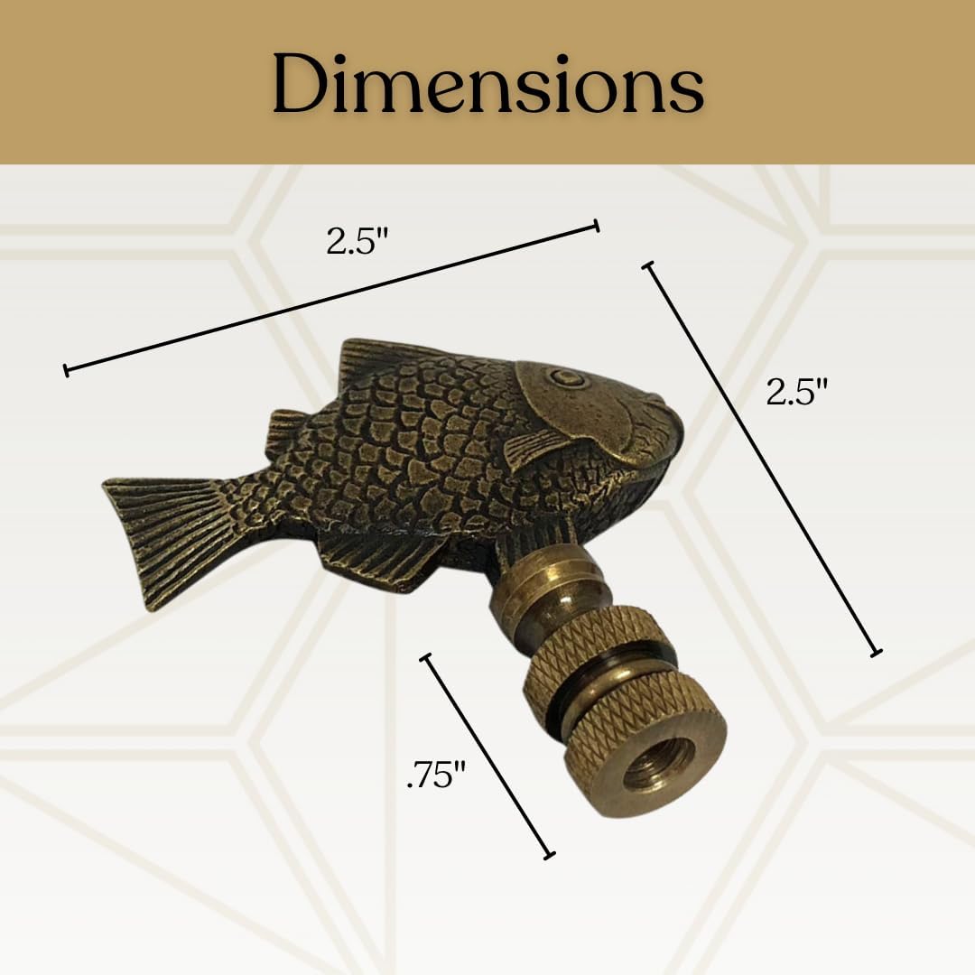 Royal Designs, Inc. F-5067AB-1 Decorative Fish Lamp Finial, Antique Brass