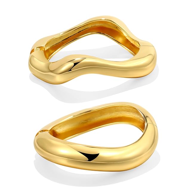 Elegance 11 designs Gold Bangles For Women Chunky Trendy Hinged Cuff Open Bracelet Wide Minimalist Bracelets Jewelry Gift