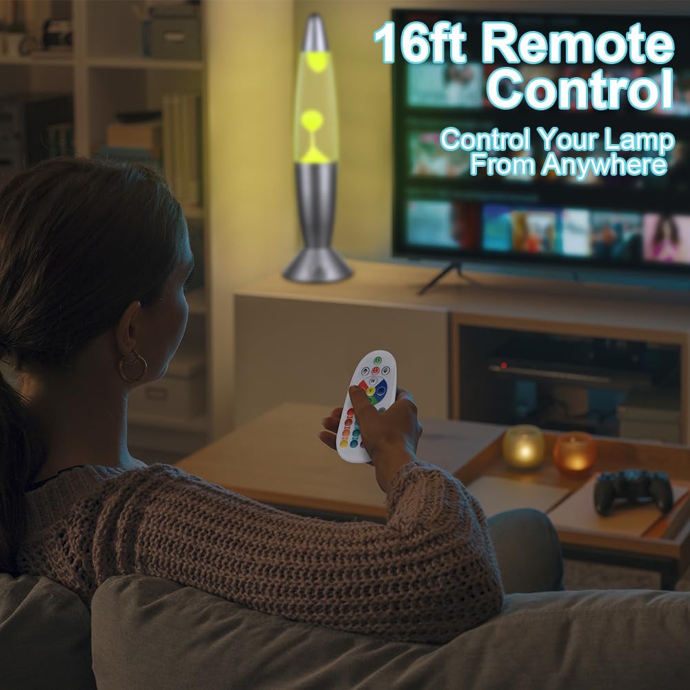 HOTUT Lámpara de Lava Relajante con Control Remoto, Lámpara de Movimiento Líquido de 14 Pulgadas, Estado ánimo con 17 Colores Cambiantes, Brillo Ajustable, 4 Modos, para Relajación y Pa