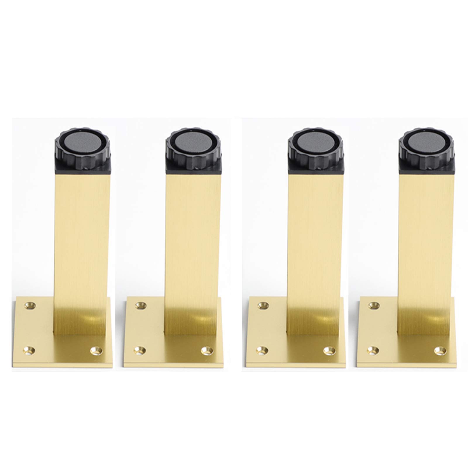 FCXURKOD Adjustable 4X Furniture Legs Square Replacement Non-Slip Table Feet Support 300Kg Ideal for Sofas Beds Chairs 18cm/7in Gold Finish