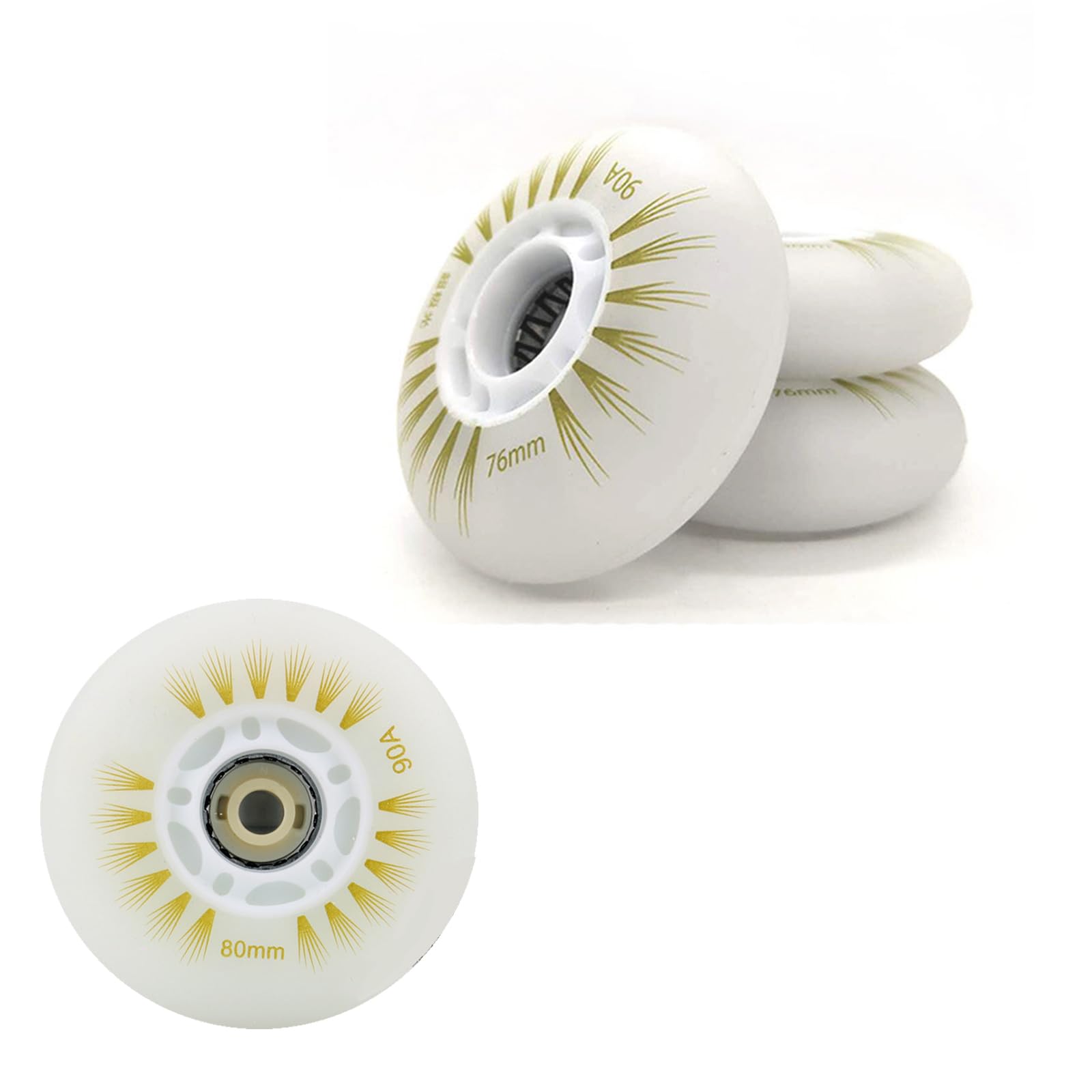 4 Pack 62mm 64mm 68mm 70mm 72mm 76mm 80mm Light Up Inline Skate Wheels Flash Roller Skates Wheel 90A Skating Replacement Wheel with ABEC-9 Bearings for Indoor Outdoor