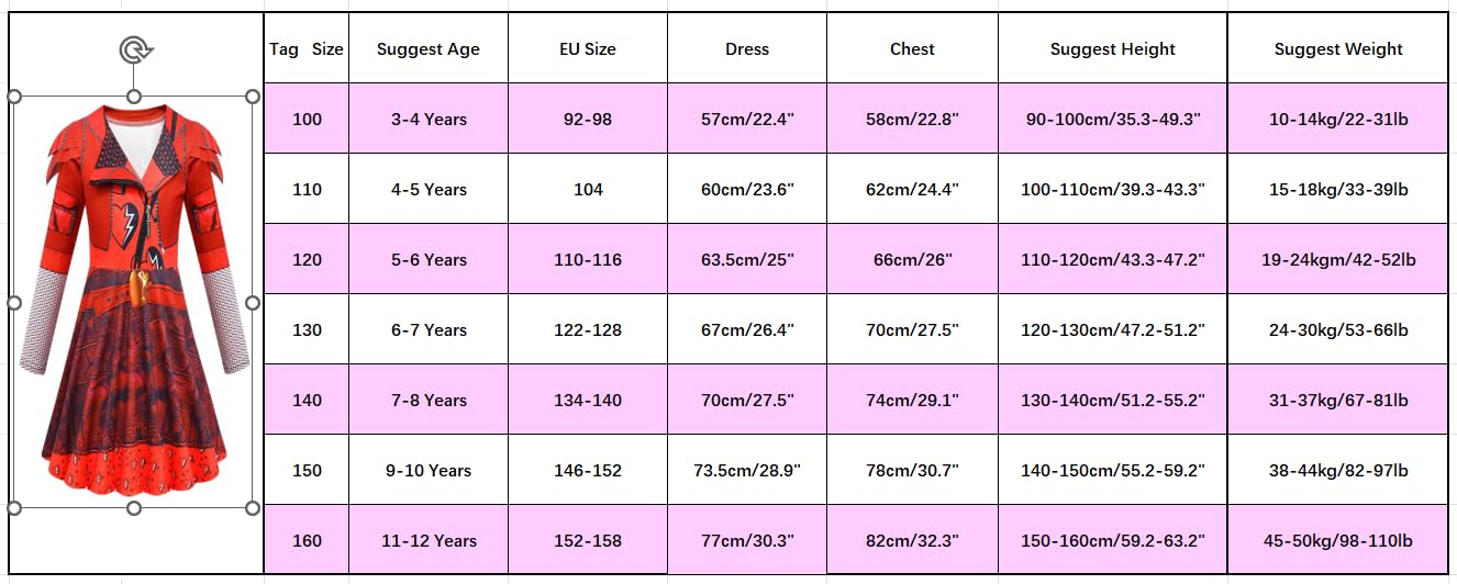 Girls Princess Red Dress Kids Blue Pink Evie Bridget Zipper Jacket Carnival Outfit for 4-12 Years (150, Red) - Image 3